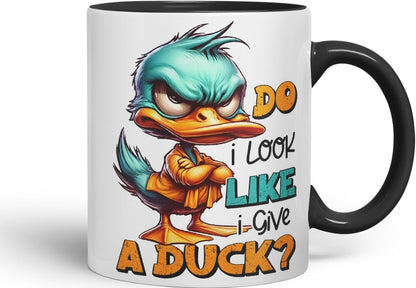 Vixar Do I Look Like I Give a Duck? Coloured Ceramic Mug Cup 11oz Funny Sarcastic Gift (Black)