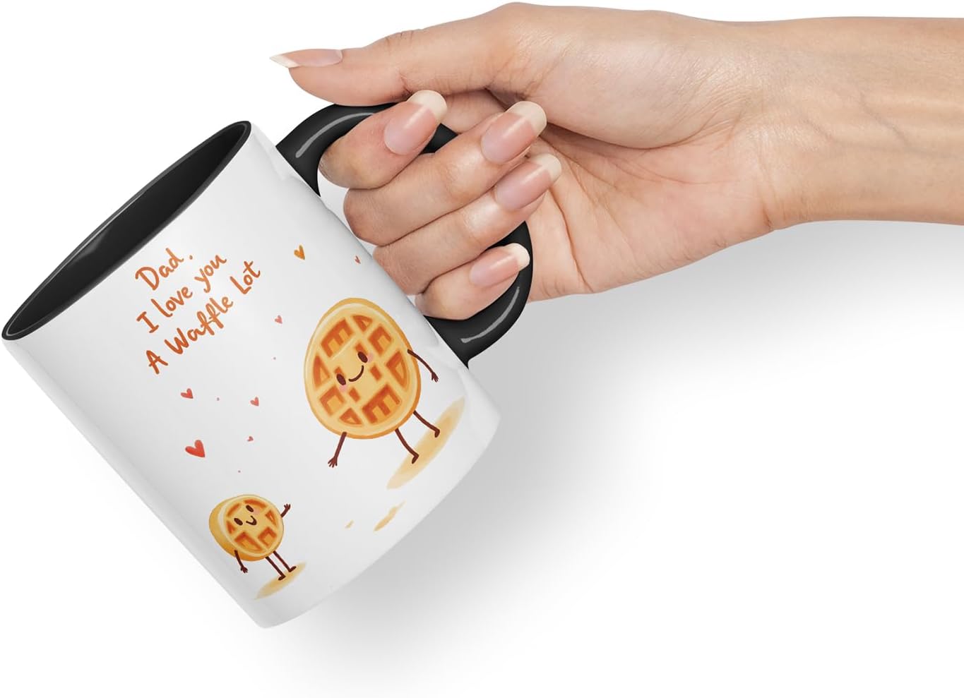 Vixar Dad I Love You A Waffle Lot Funny Father's Day Waffle Mug – Coloured Mug Cup Gift, 11oz (Black)