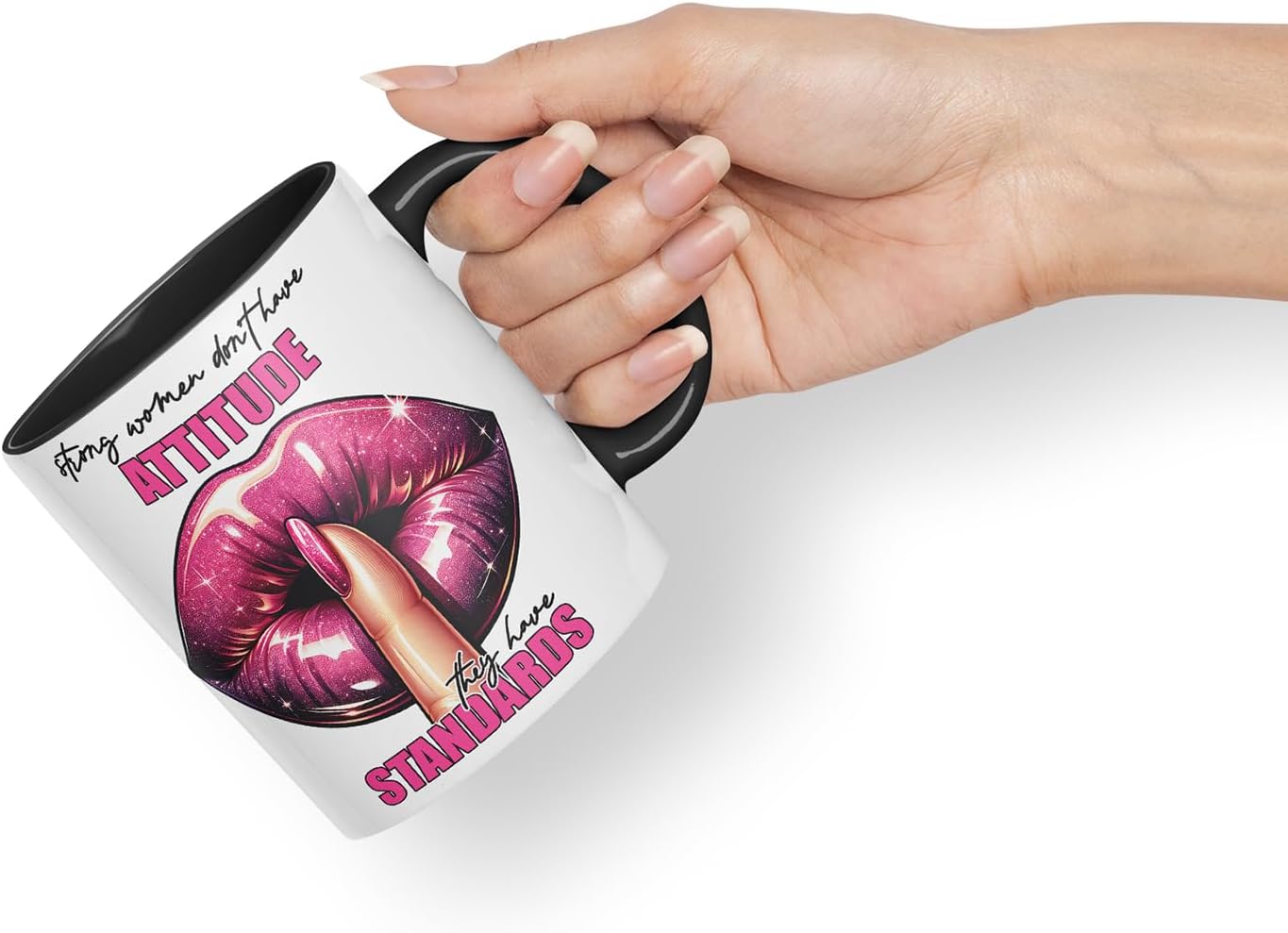 Vixar Strong Women Standards Mug – Coloured Ceramic Mug Cup Gift, 11oz (Black)