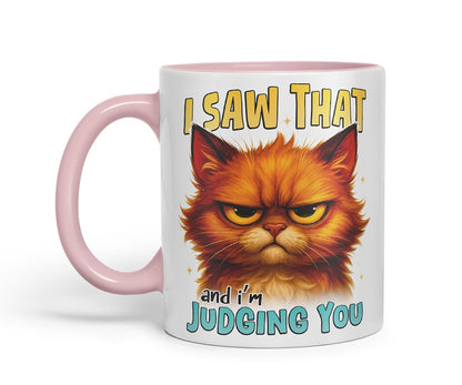Vixar I Saw that and I'm Judging You Funny Cat Mug – Coloured Ceramic Mug Cup Gift, 11oz (Black)