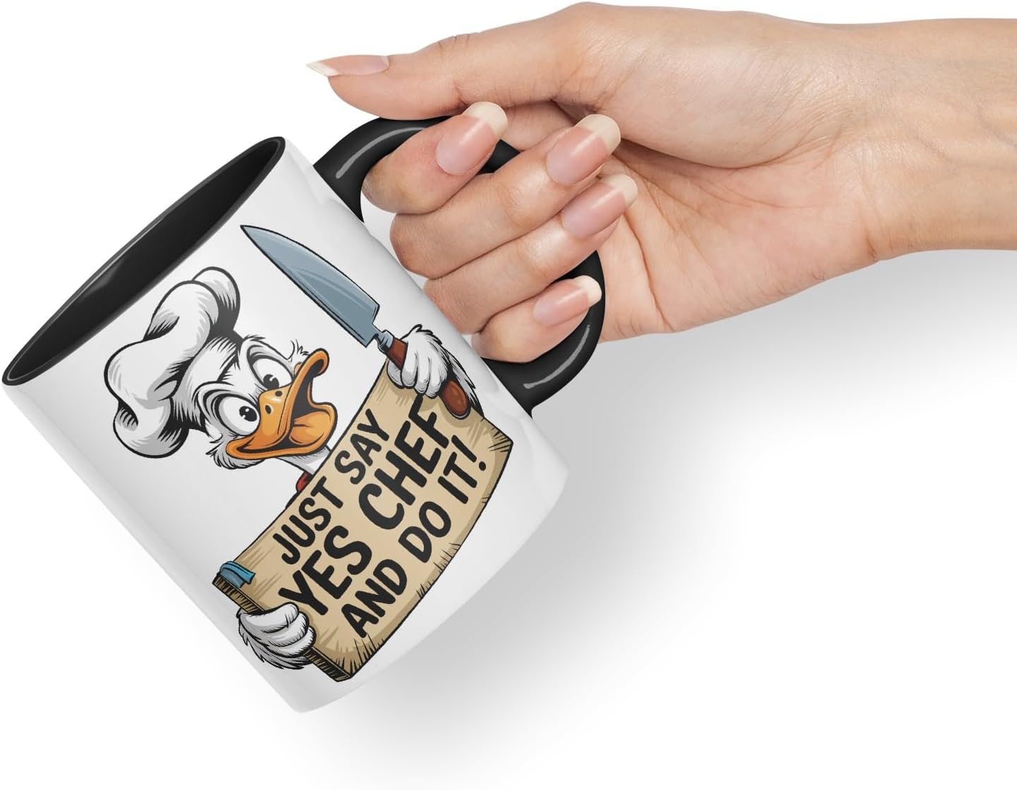 Vixar Just Say Yes Chef and Do It! – Coloured Ceramic Mug Cup Gift, 11oz (Black)