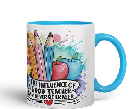 Vixar The Influence of a Good Teacher Can Never Be Erased – Teacher Coloured Mug Cup 11oz (Black)