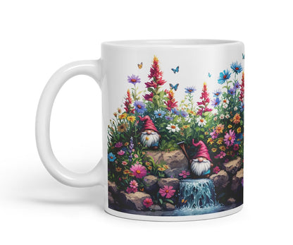 Vixar Garden Gnome Waterfall Mug – Coloured Ceramic Mug Cup Gift, 11oz (Black)