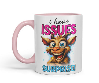 Vixar I Have Issues Surprise Funny Goat Mug – Coloured Ceramic Mug Cup Gift, 11oz (Black)