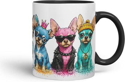 Vixar Short Hair Chihuahua Dog Mug – Cute Chihuahua Coloured Ceramic Mug Cup Gift, 11oz (Black)
