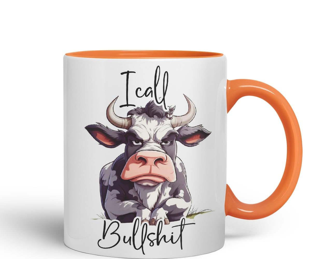 Vixar I Call Bull…Cow Coloured Ceramic Mug Cup Gift, 11oz (Black)