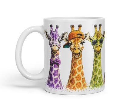 Vixar Funny Giraffe Mug – Cute Giraffe Animal Coloured Ceramic Mug Cup Gift, 11oz (Black)