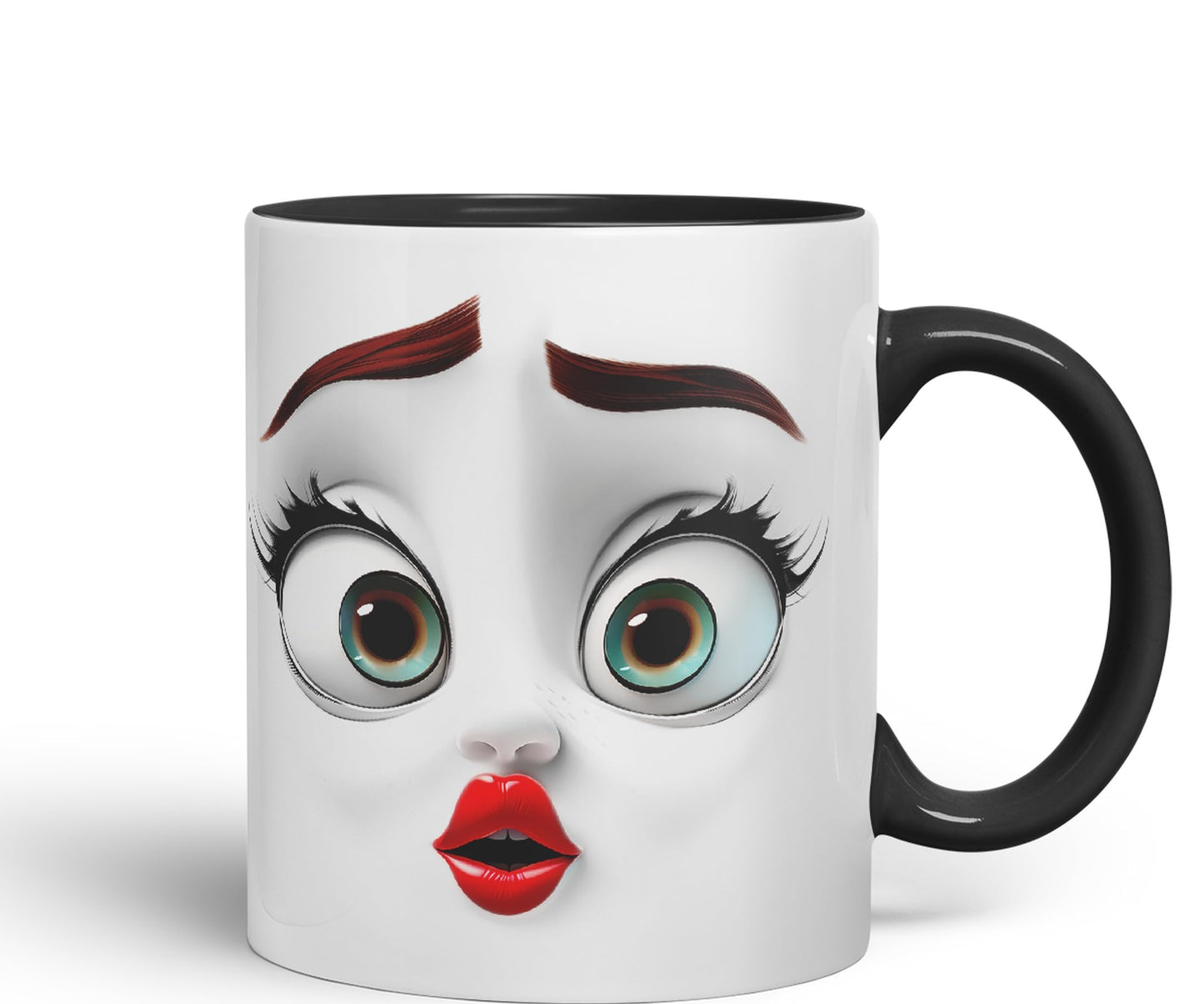 Face Eyes Nose mounts Eyebrows Joke sarkasm Ceramic Coloured Mug Cup for Tea Coffee Hot Brew 330ml 11Oz Gift