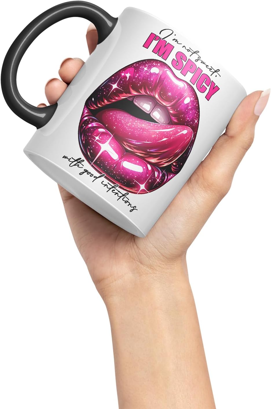 Vixar Not Sweet Spicy Mug – Coloured Ceramic Mug Cup Gift, 11oz (Black)