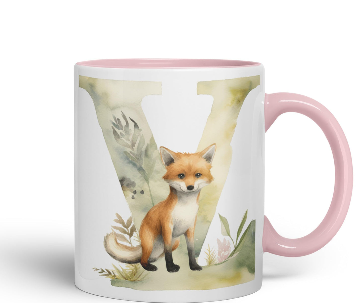 Letter V mug, Animals Alphabet Letter V Monogram animal for kids Ceramic Coloured Mug Cup for Tea Coffee Hot brew 330ml 11Oz Gift