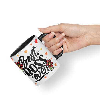 Vixar Best Boss Ever Joke Coloured Ceramic Mug Cup Gift 330ml 11oz Work Office Tea Coffee