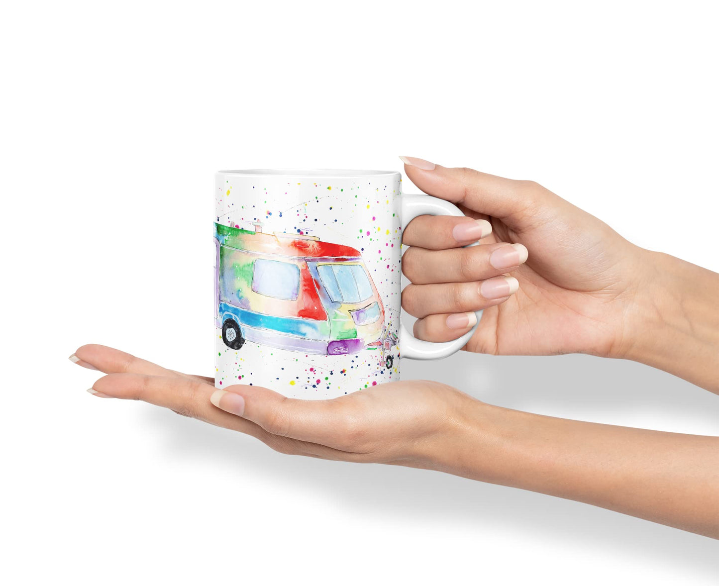 Vixar Tourer Caravan Holiday Home Watercolour Art Coloured Mug Cup Gift Birthday Work Office Tea Coffee