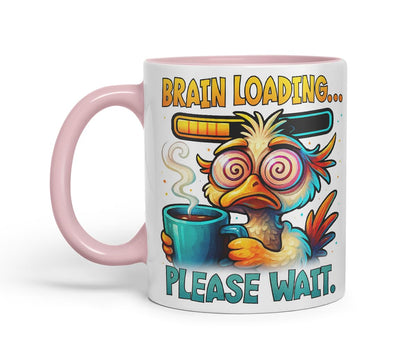 Vixar Brain Loading Please Wait Funny Bird Coffee Mug – Coloured Ceramic Mug Cup Gift, 11oz (Black)