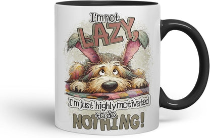 Vixar I'm Not Lazy I'm Just Highly Motivated to Do Nothing Funny Dog Dogs – Coloured Ceramic Mug Cup Gift, 11oz (Black)