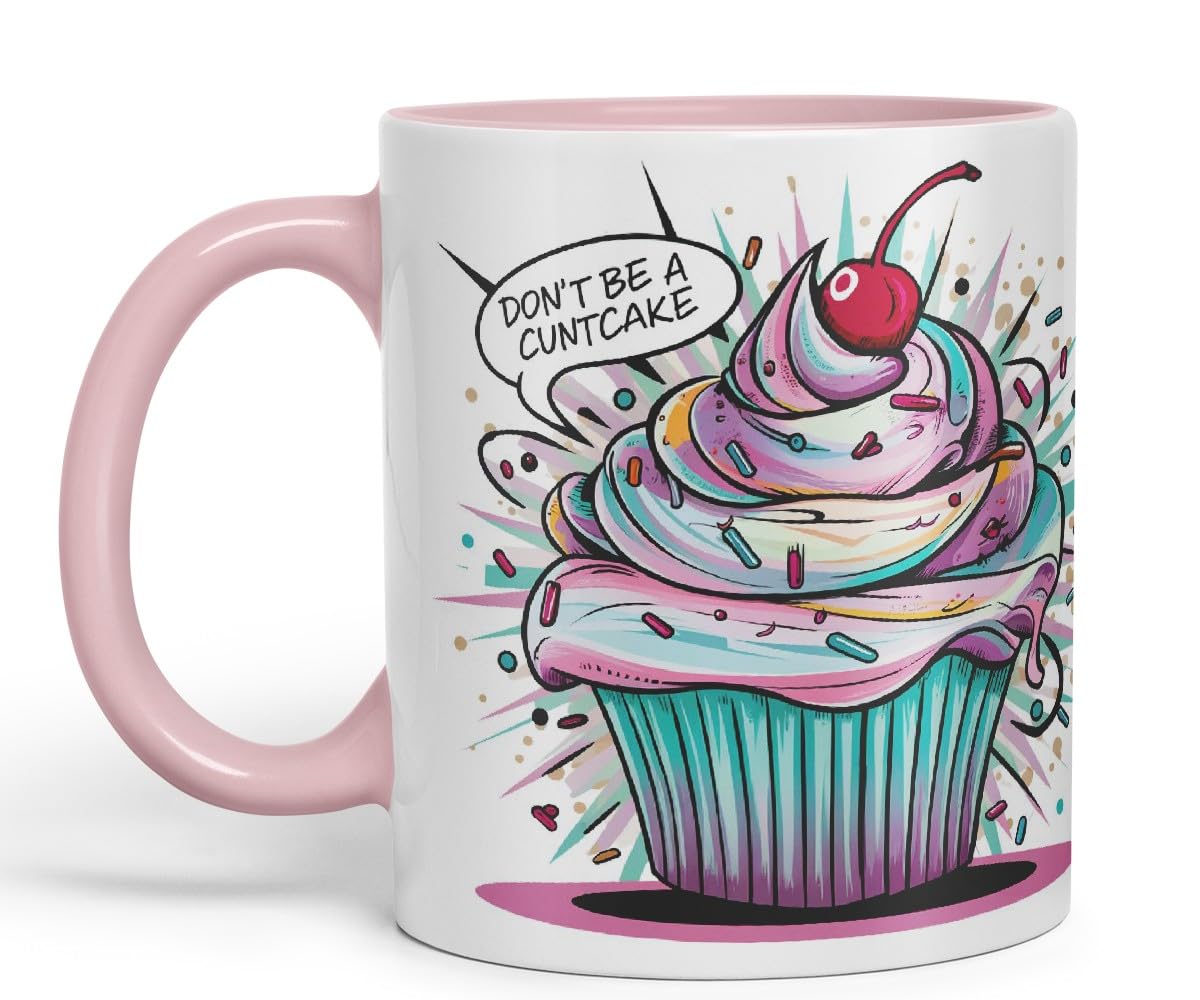 Vixar Don’t Be a Cntcake (Cupcake) – Coloured Ceramic Mug Cup Gift, 11oz (Black)