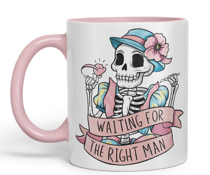 Vixar Waiting for The Right Man – Coloured Ceramic Mug Cup Gift, 11oz (Black)