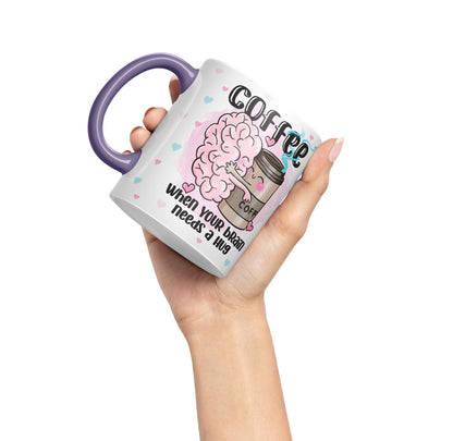 Vixar Coffee When You Brain Needs a Hug Ceramic Coloured Mug Cup Gift Tea Coffee Christmas Office Home Joke Sarcastic
