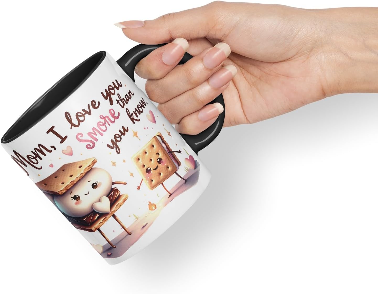 Vixar Mom, I Love You S’More Than You Know Coloured Mug Cup Cute Mother’s Day Gift 11oz (Black)