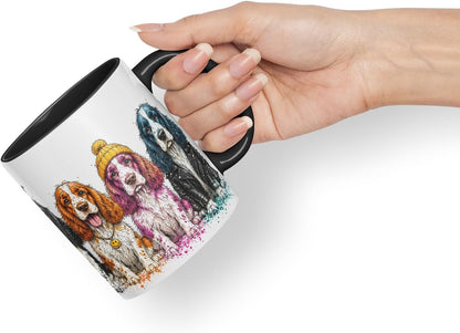 Vixar English Springer Spaniel Dog Mug – Cute Spaniel Coloured Ceramic Mug Cup Gift, 11oz (Black)