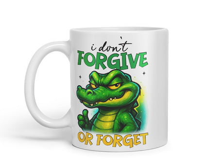 Vixar I Don't Forgive Or Forget Funny Crocodile Mug – Coloured Ceramic Mug Cup Gift, 11oz (Black)