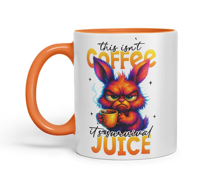 Vixar This Isn't Coffee It's Survival Juice Funny Bunny Coffee Mug – Coloured Ceramic Mug Cup Gift, 11oz (Black)