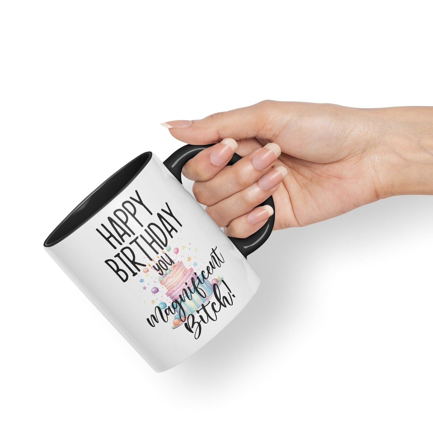 Happy Birthday You Magnificent Bitch! Joke sarkasm Sarcastic Ceramic Coloured Mug Cup for Tea Coffee Hot Brew 330ml 11Oz Gift