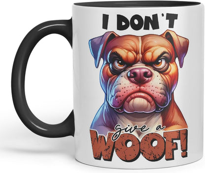 Vixar I Don’t Give a Woof! Dog Coloured Ceramic Mug Cup 11oz Funny Sarcastic Gift (Black)