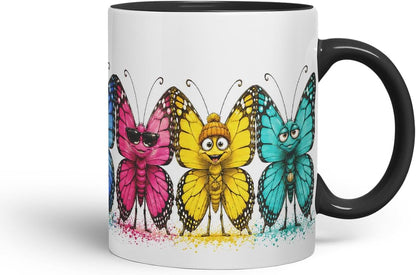 Butterfly Mug – Cute Butterfly Coloured Ceramic Mug Cup Gift, 11oz (Black)