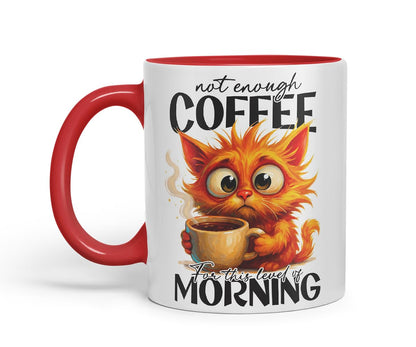Vixar Not Enough Coffee for This Level of Morning Funny Cat Mug – Coloured Ceramic Mug Cup Gift, 11oz (Black)