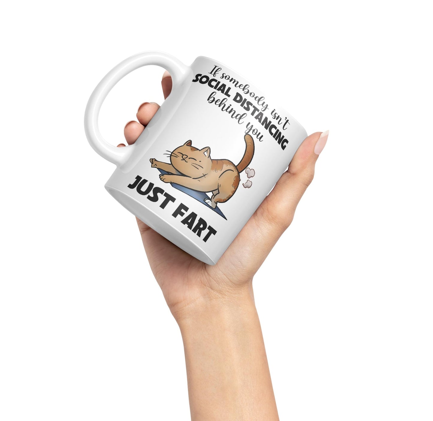 Vixar If Somebody Isn't Social Distancing Behind You Just Fart Cats Sarcastic Joke Ceramic Coloured Mug Cup for Tea Coffee Hot Brew 330ml 11oz