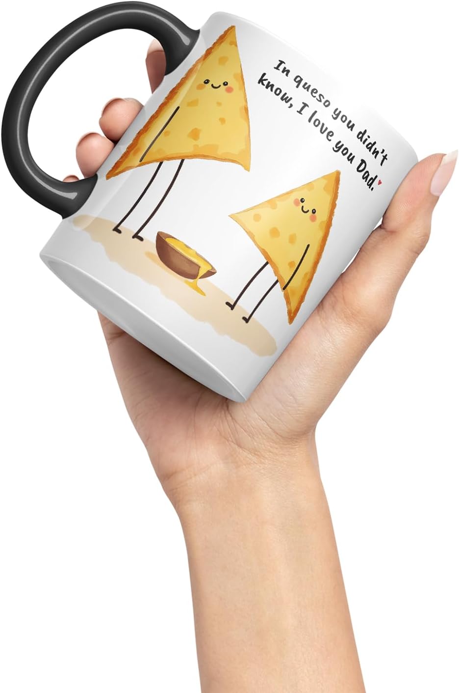 Vixar in Queso You Didn't Know I Love You Dad Funny Nacho Cheese Father's Day Mug – Coloured Mug Cup Gift, 11oz (Black)