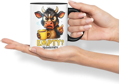 Vixar Empty Absolutely Unacceptable Funny Cow Coffee Mug – Coloured Ceramic Mug Cup Gift, 11oz (Black)