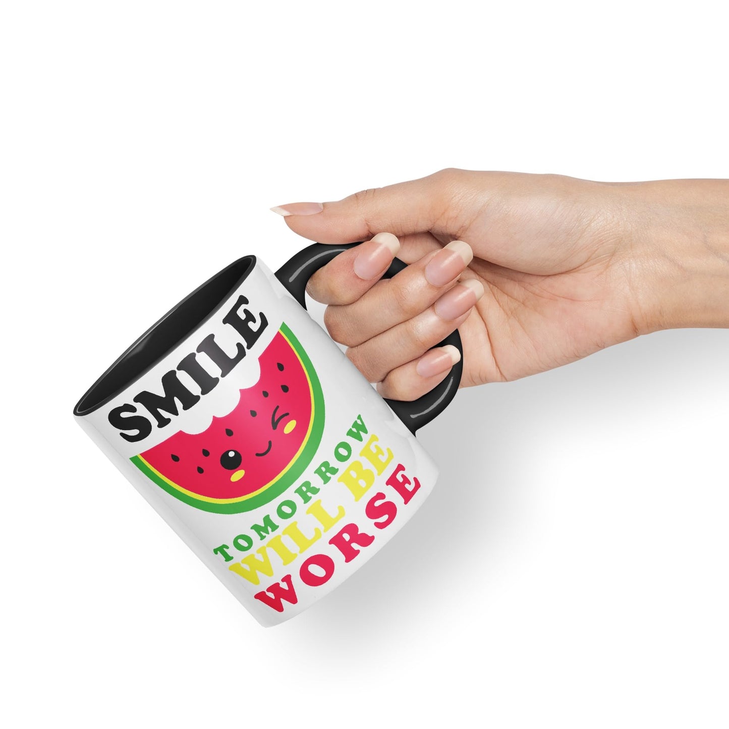 Vixar Smile Tomorrow Will be Worse Joke Ceramic Coloured Mug Cup Gift Tea Coffee Christmas Office Home Work