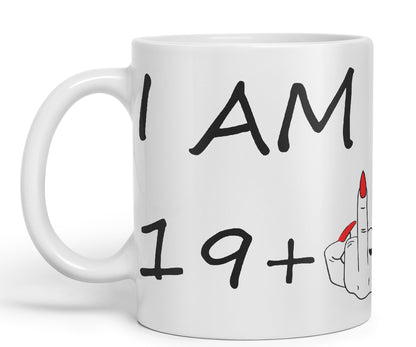 Vixar I am 19 + 1 Woman Hand Ceramic 330 ml, 11oz Coloured Mug Cup Gift Coffee Tea Happy Birthday Turning 20 Years Old as a Joke Celebration 20th Birthday Gift idea