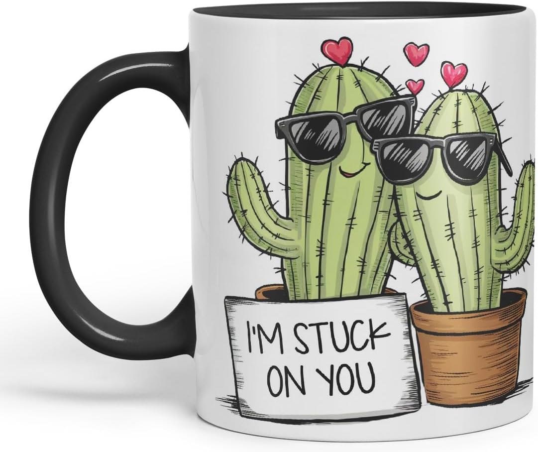 Vixar I’m Stuck On You – Coloured Ceramic Mug Cup Gift, 11oz (Black)