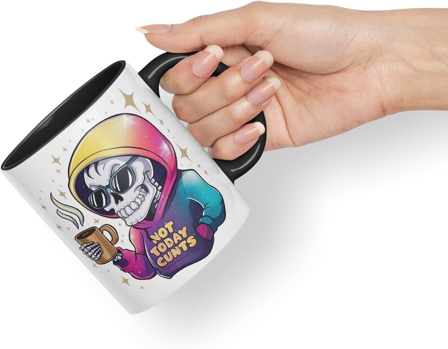 Vixar Not Today C** Sarcastic Coloured Ceramic Mug Cup Gift, 11oz (Black)