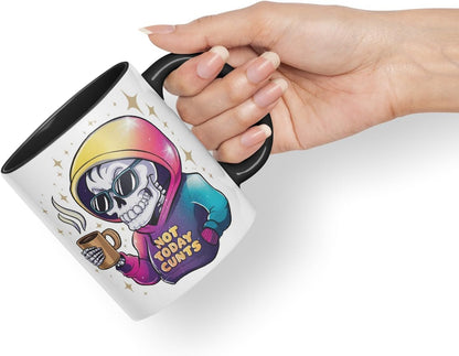 Vixar Not Today C** Sarcastic Coloured Ceramic Mug Cup Gift, 11oz (Black)