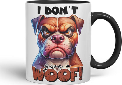 Vixar I Don’t Give a Woof! Dog Coloured Ceramic Mug Cup 11oz Funny Sarcastic Gift (Black)