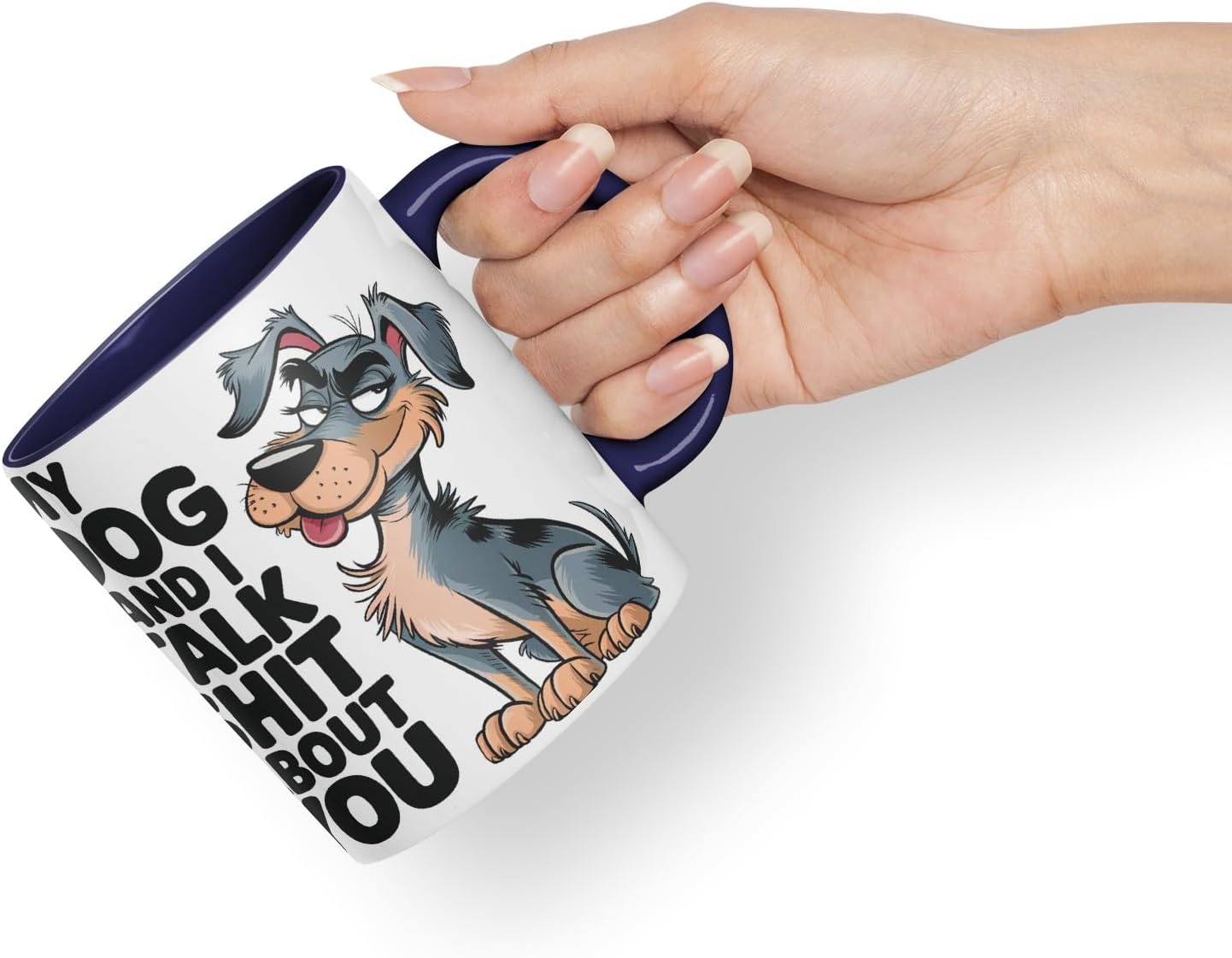 Vixar My Dog and I Talk Shit About You – Coloured Ceramic Mug Cup Gift, 11oz (Black)