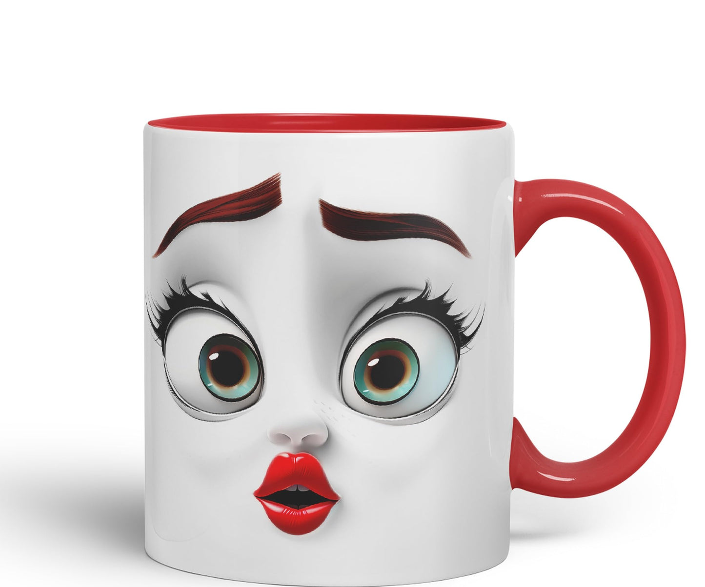 Face Eyes Nose mounts Eyebrows Joke sarkasm Ceramic Coloured Mug Cup for Tea Coffee Hot Brew 330ml 11Oz Gift