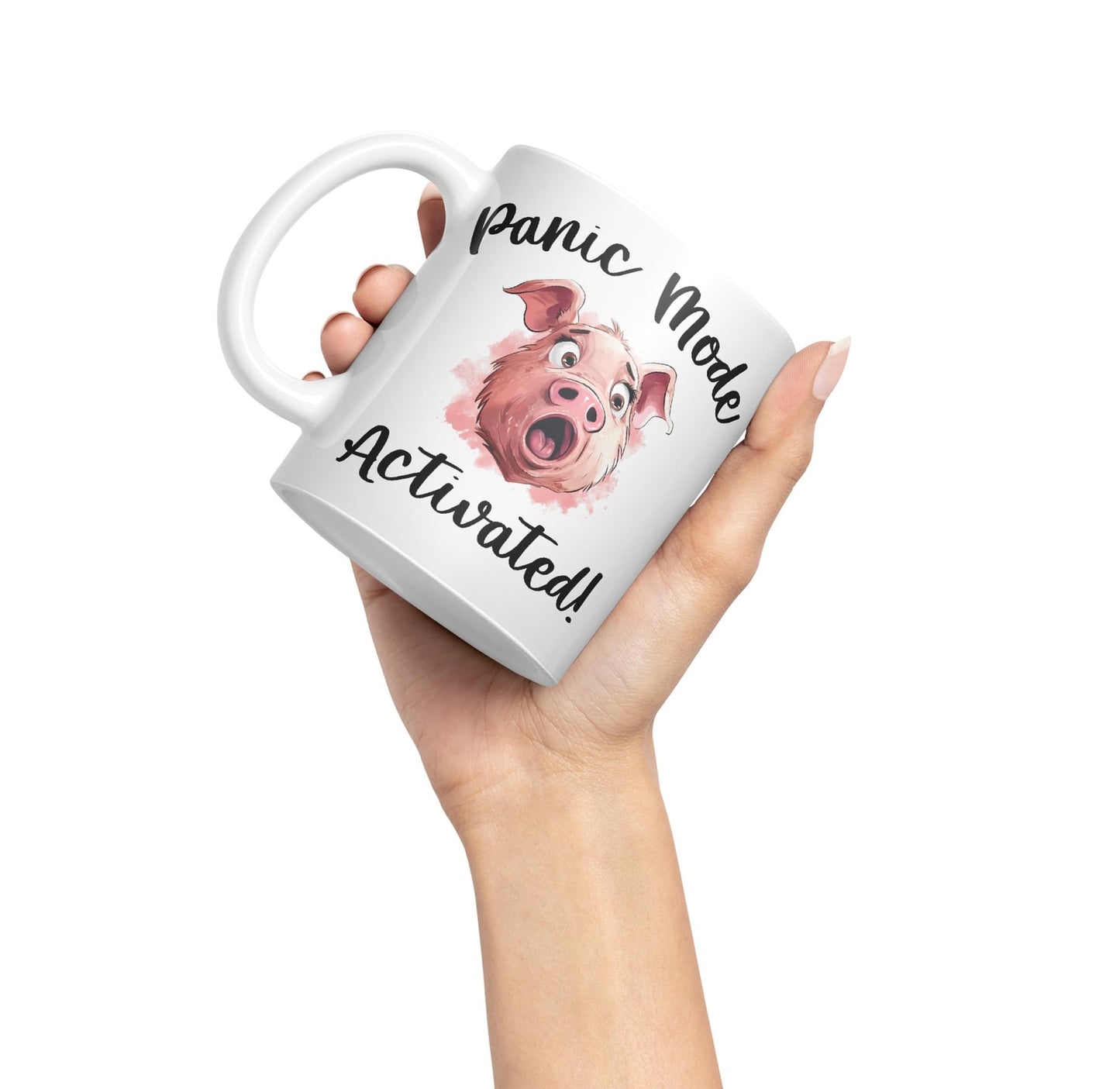 Panic Mode Activated! Pig Joke sarkasm Sarcastic Ceramic Coloured Mug Cup for Tea Coffee Hot Brew 330ml 11Oz Gift