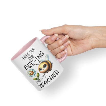 Teacher Thank You for Bee-ing The best teacher Ceramic Coloured Mug Cup for Tea Coffee Hot brew 330ml 11Oz