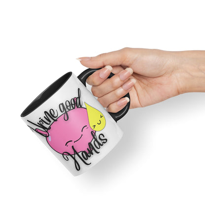Vixar Anatomy Pun Humor Urine Good Hands Coloured Ceramic 330 ml Mug Cup Gift Birthday Work Office Tea Coffee