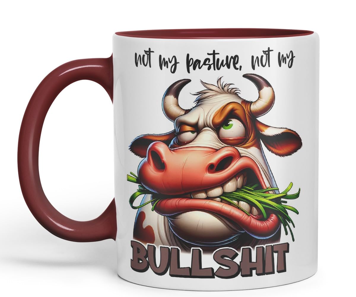 Vixar Not My Pasture, Not My Bullshit Coloured Ceramic Mug Cup 11oz Funny Sarcastic Gift (Black)