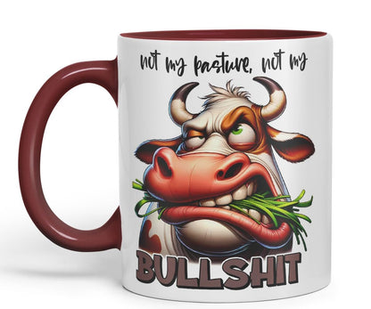 Vixar Not My Pasture, Not My Bullshit Coloured Ceramic Mug Cup 11oz Funny Sarcastic Gift (Black)
