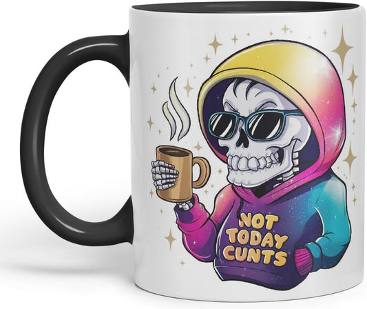 Vixar Not Today C** Sarcastic Coloured Ceramic Mug Cup Gift, 11oz (Black)
