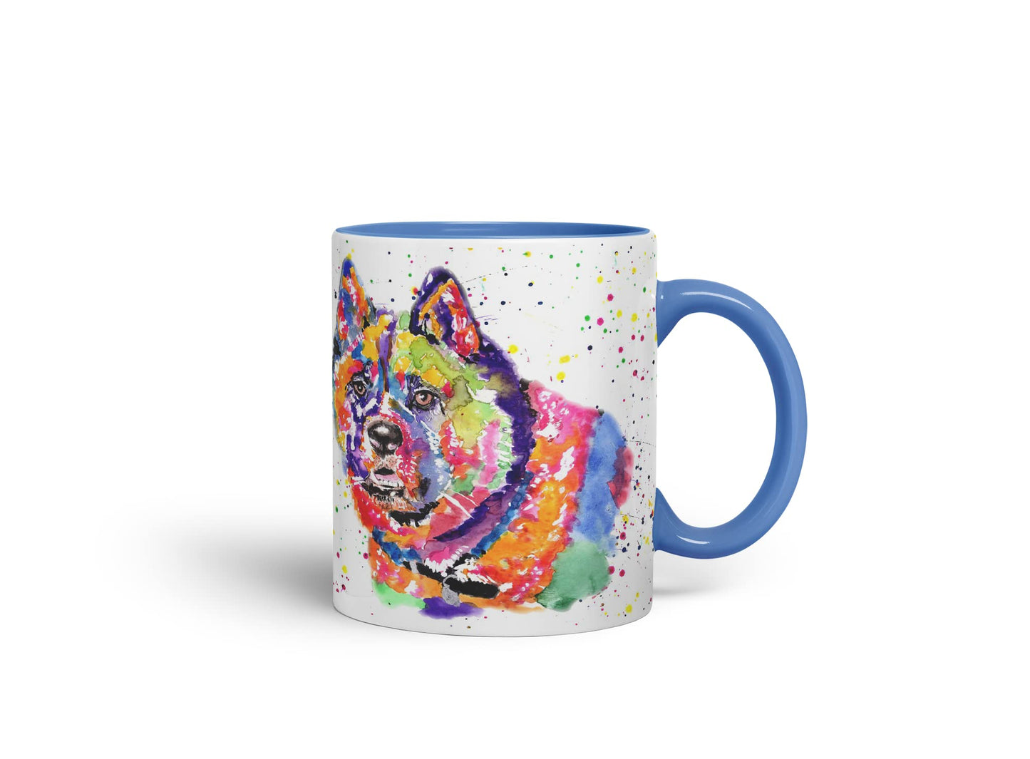 Vixar Akita Japanese Dog Breed Pet Animals Watercolour Art Coloured Mug Cup Gift Birthday Work Office Tea Coffee