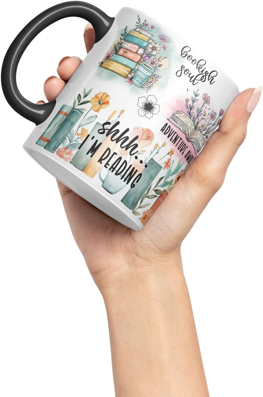 Vixar Shhh… I’m Reading – Bookish Soul Coloured Mug Cup 11oz (Black)