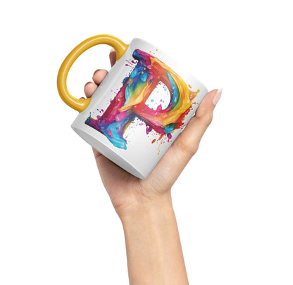 Letter P mug, Alphabet Letter P Monogram watercolour Ceramic Coloured Mug Cup for Tea Coffee Hot brew 330ml 11Oz Gift