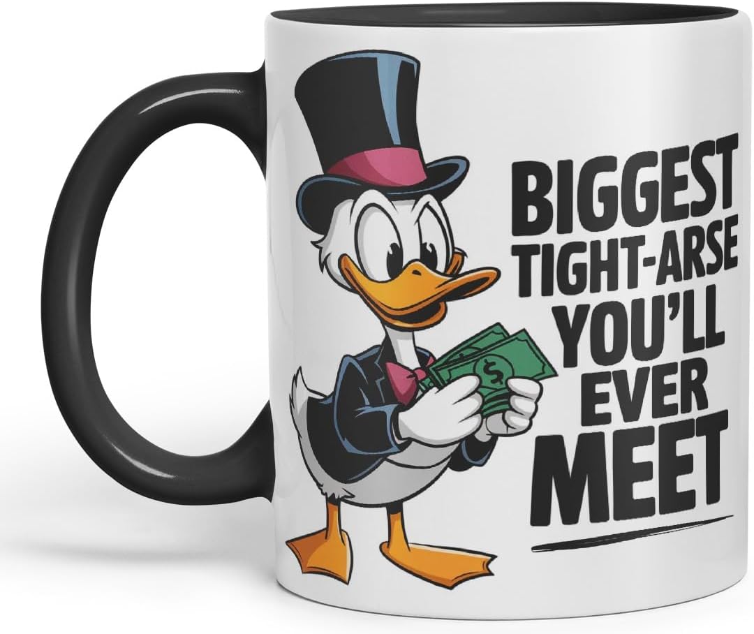 Vixar Biggest Tight-Arse You’ll Ever Meet Sarcastic Duck Coloured Ceramic Mug Cup Gift, 11oz (Black)